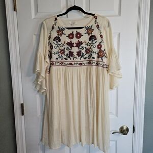 Umgee Cream Floral Embroidered Mini Dress